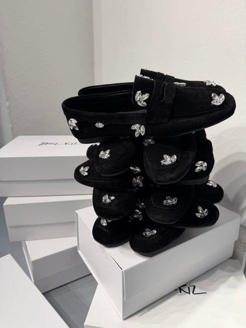 DOHA Hakiki Süet Siyah Loafer