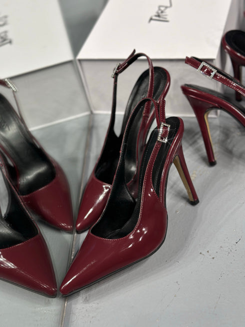 JOLIE Bordo Rugan Taşlı Tokalı Stiletto