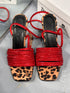 1086 KIRMIZI İPLİ LEOPAR TOPUKLU SANDALET