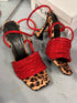 1086 KIRMIZI İPLİ LEOPAR TOPUKLU SANDALET