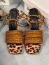 1087 SARI İPLİ LEOPAR TOPUKLU SANDALET