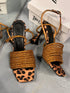 1087 SARI İPLİ LEOPAR TOPUKLU SANDALET