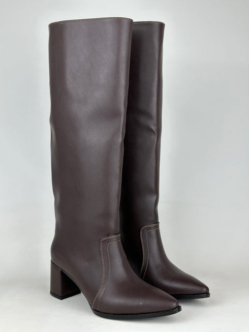 STREET KAHVERENGİ XL Kesimli Kalın Topuklu Çizme