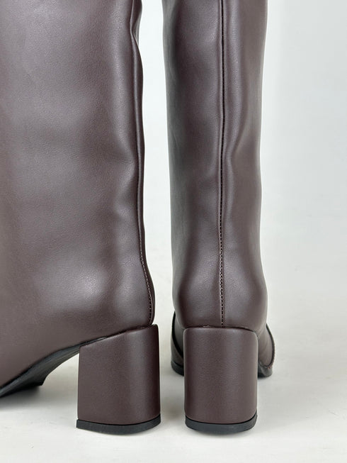 STREET KAHVERENGİ XL Kesimli Kalın Topuklu Çizme