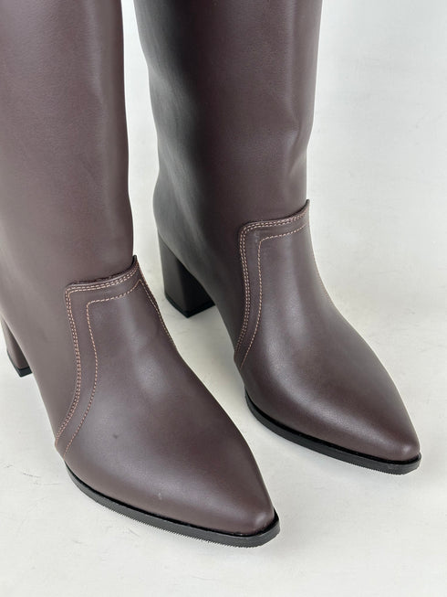 STREET KAHVERENGİ XL Kesimli Kalın Topuklu Çizme