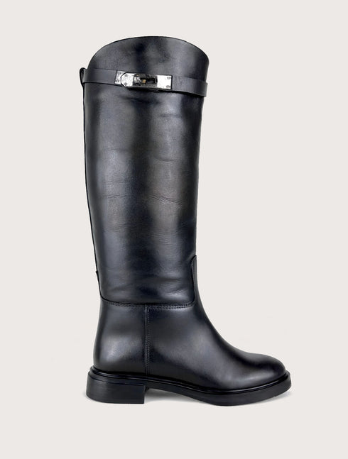 PERA SİYAH HAKİKİ DERİ BİNİCİ ÇİZME 🖤