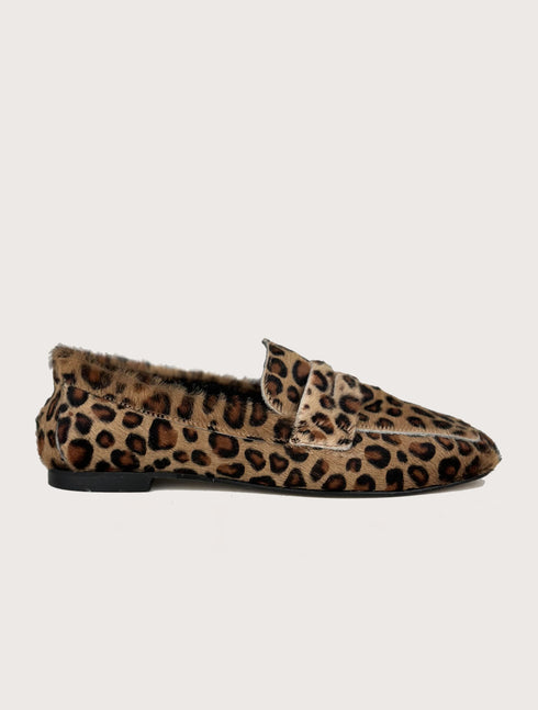 DOHA Tay tüyü Hakiki deri Leopar Loafer