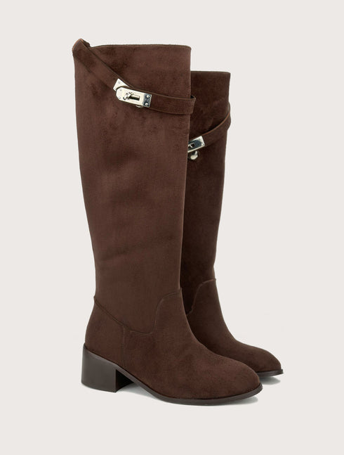 HELEN XL Kesim Kahverengi Süet Binici Çizme