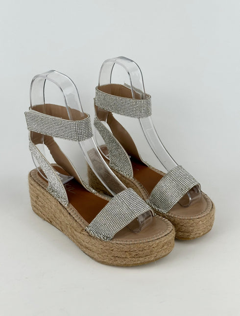 DIAMOND GÜMÜŞ HASIR SANDALET