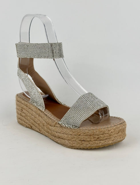 DIAMOND GÜMÜŞ HASIR SANDALET