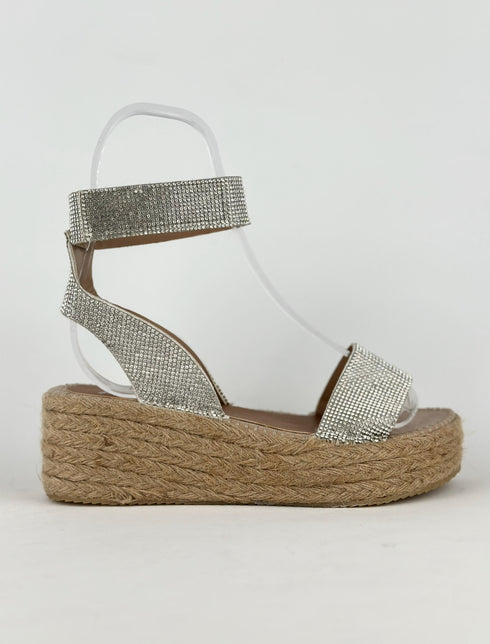 DIAMOND GÜMÜŞ HASIR SANDALET