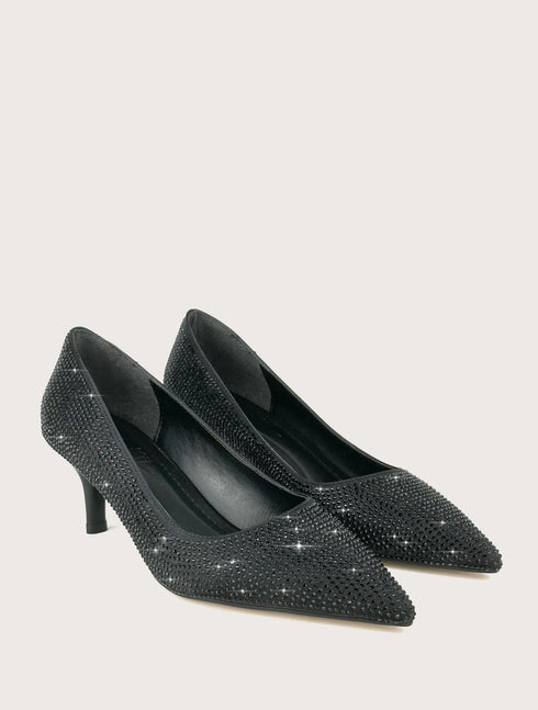 NOA Siyah Süet Kristal Taşlı Stiletto