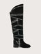 PEACE XL Kesimli Taşlı Süet Diz Üstü Çizme