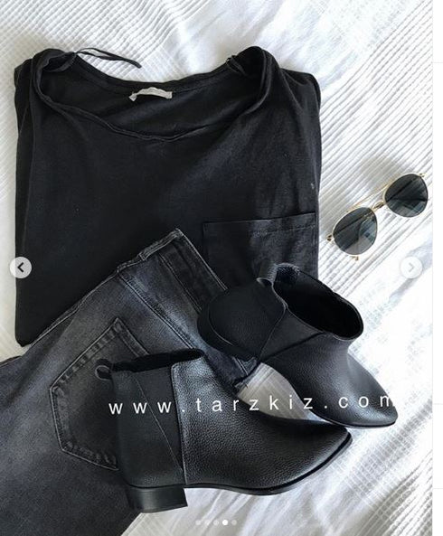ACNE SİYAH DERİ KISA BOT