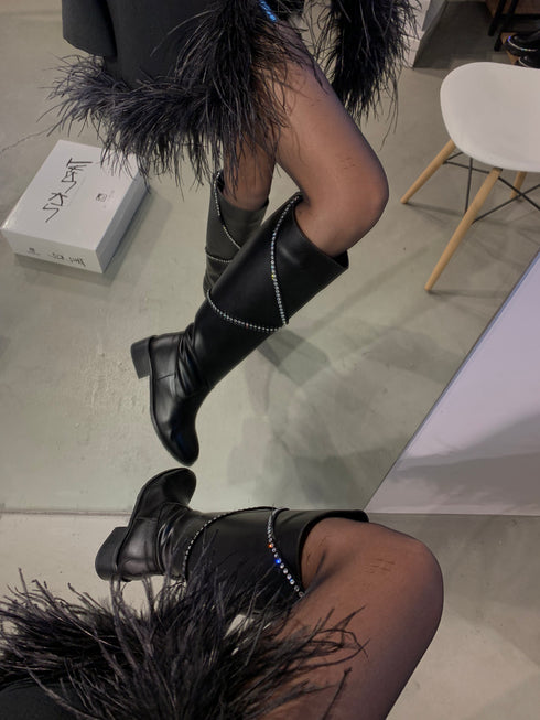 LADY SİYAH TAŞLI ÇİZME