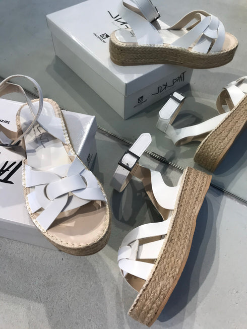 GYPSY BEYAZ HASIR SANDALET