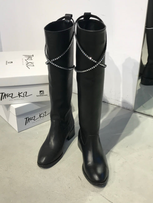 LADY SİYAH TAŞLI ÇİZME