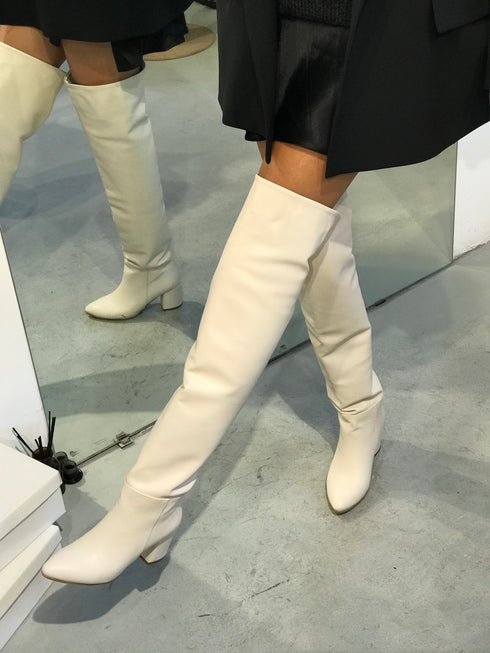 CANDI EKRU DİZ ÜSTÜ ÇİZME