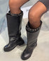ROCKSTAR SİYAH ÇİFT KEMER ÇİZME
