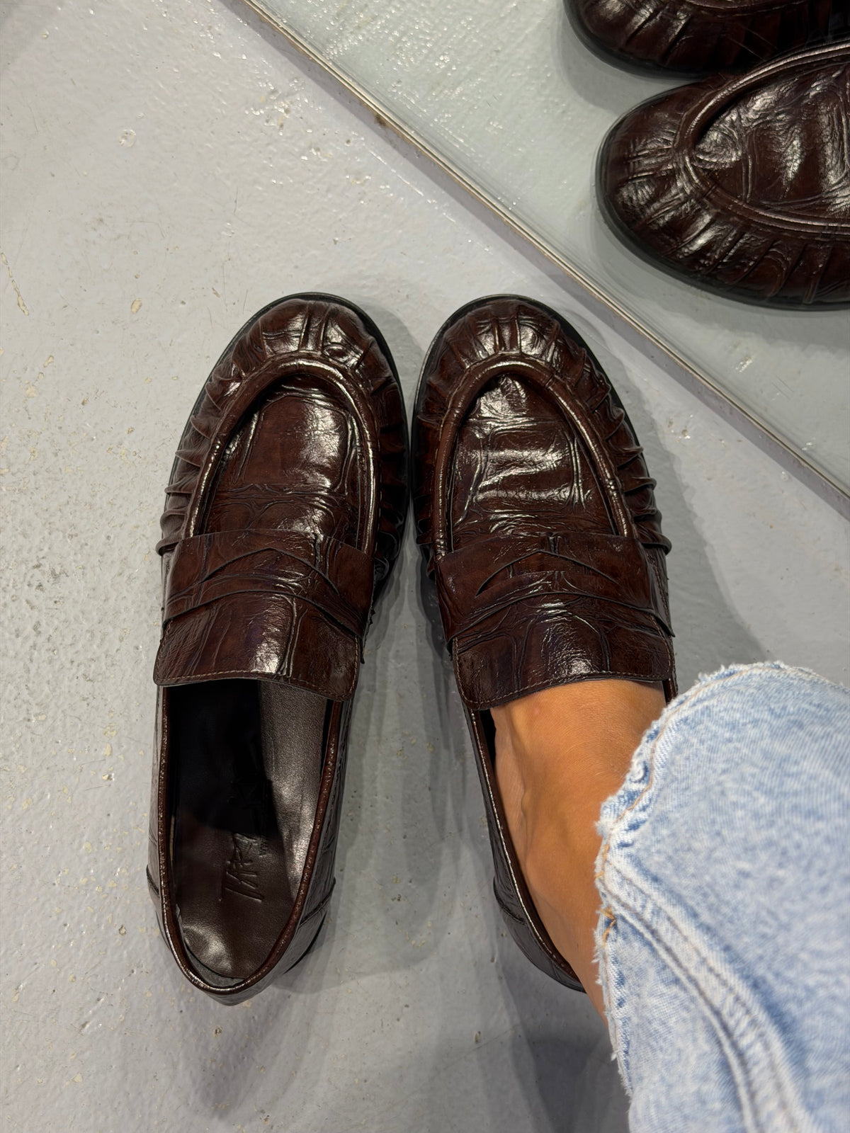 LAUREN KAHVERENGİ KROKODİL DERİ LOAFER