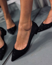 FIONA Siyah Saten Loafer