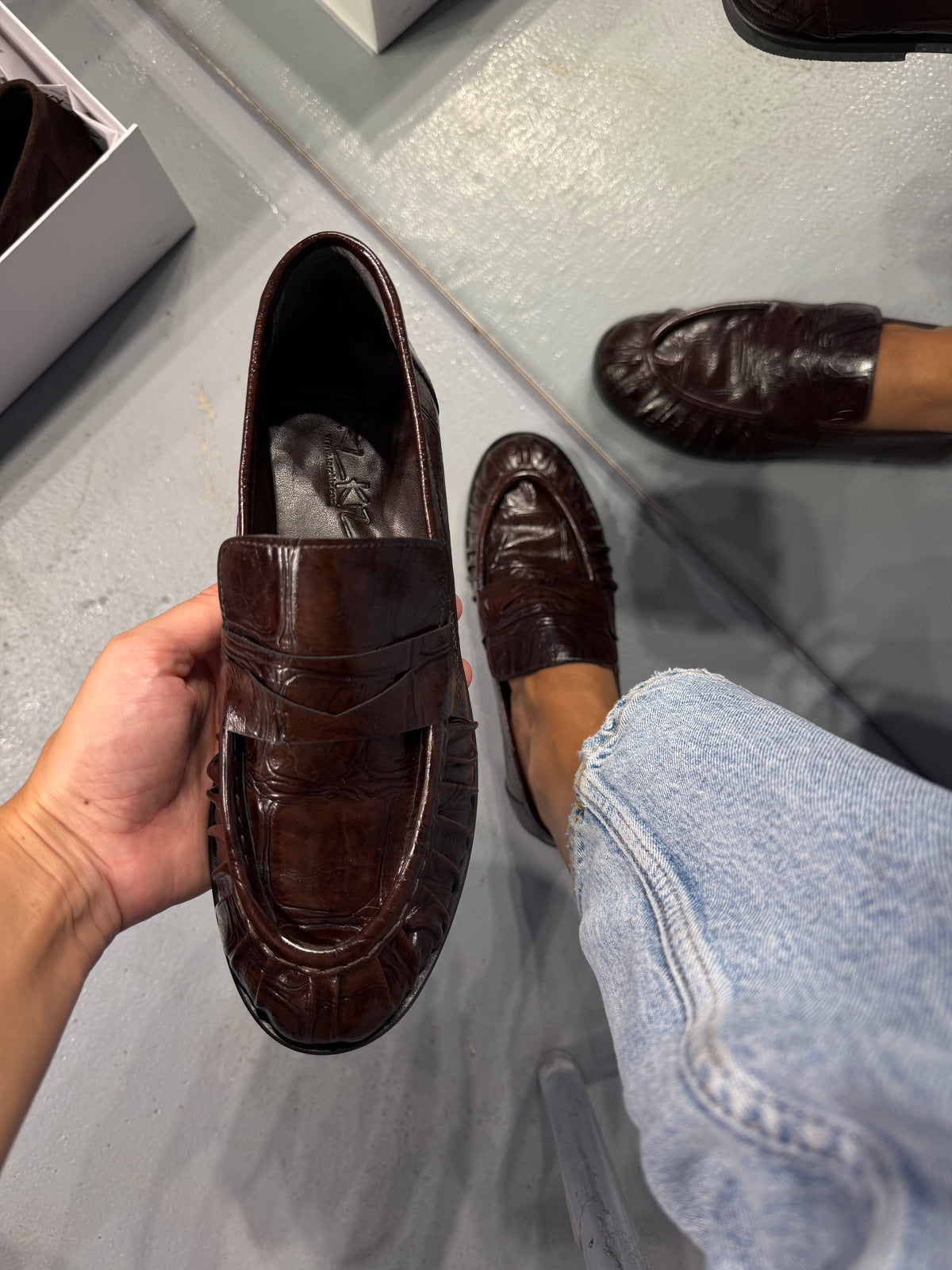 LAUREN KAHVERENGİ KROKODİL DERİ LOAFER