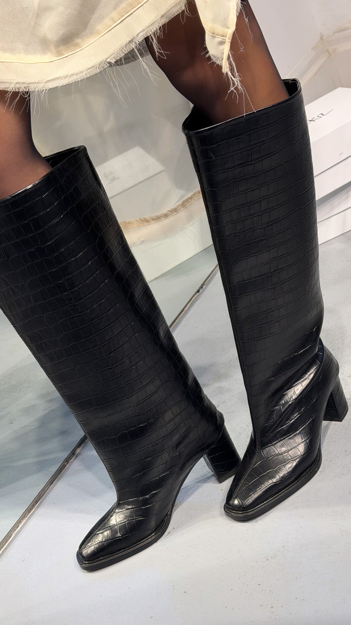 NASTY Siyah KROKODL XL Kesim Çizme