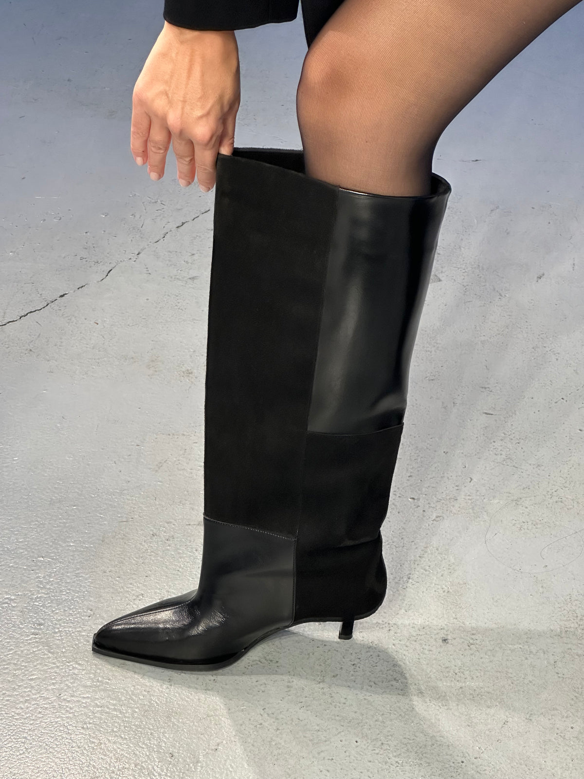ANGEL Siyah 5 cm Topuklu XL Kesim Çizme