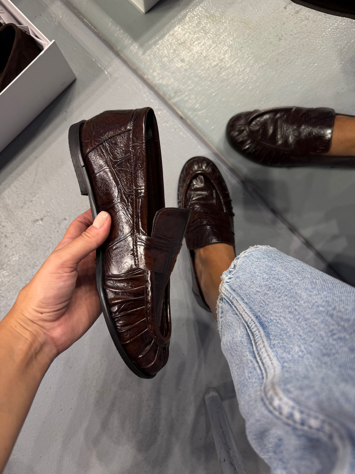 LAUREN KAHVERENGİ KROKODİL DERİ LOAFER