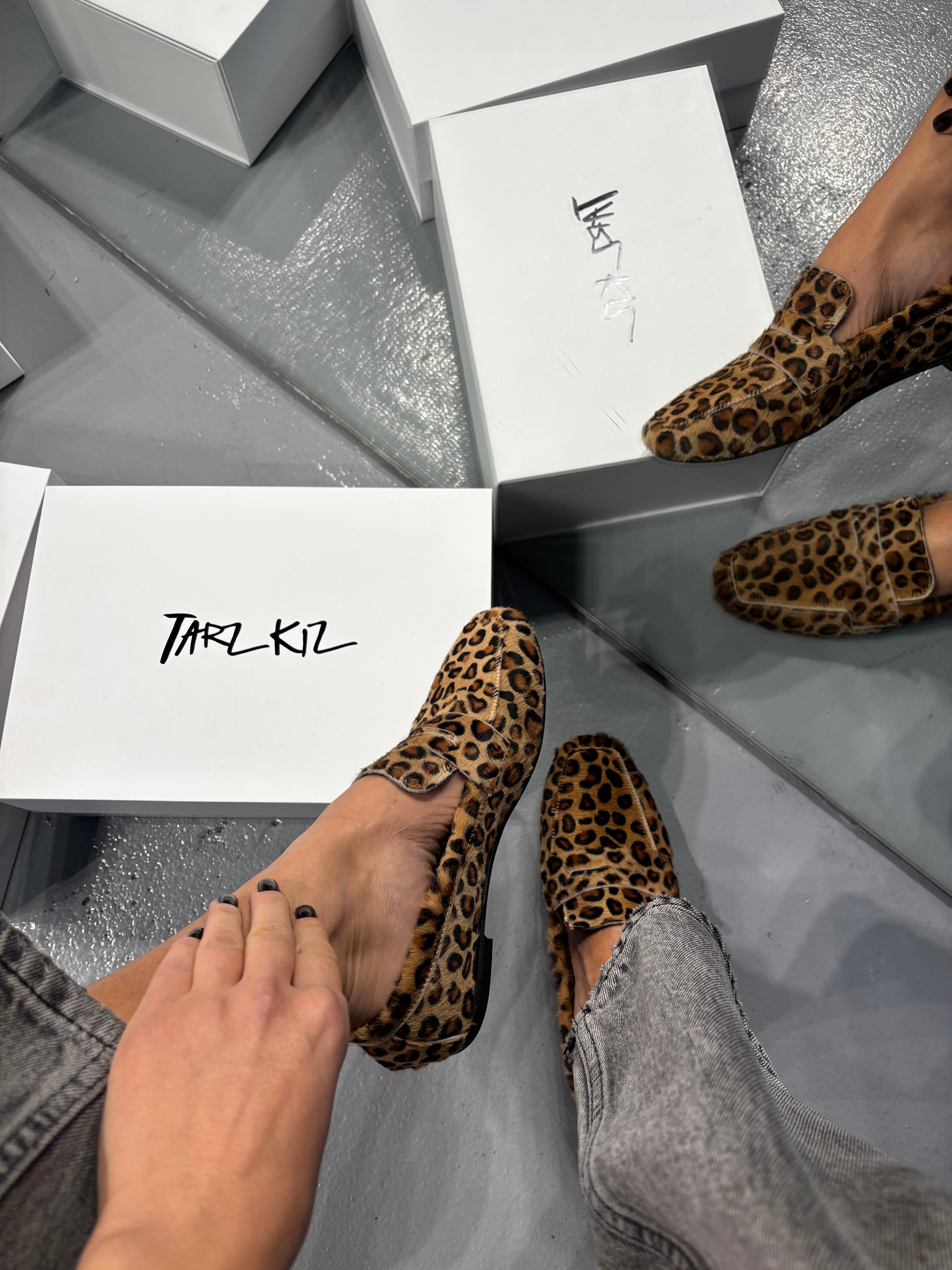 DOHA Tay tüyü Hakiki deri Leopar Loafer