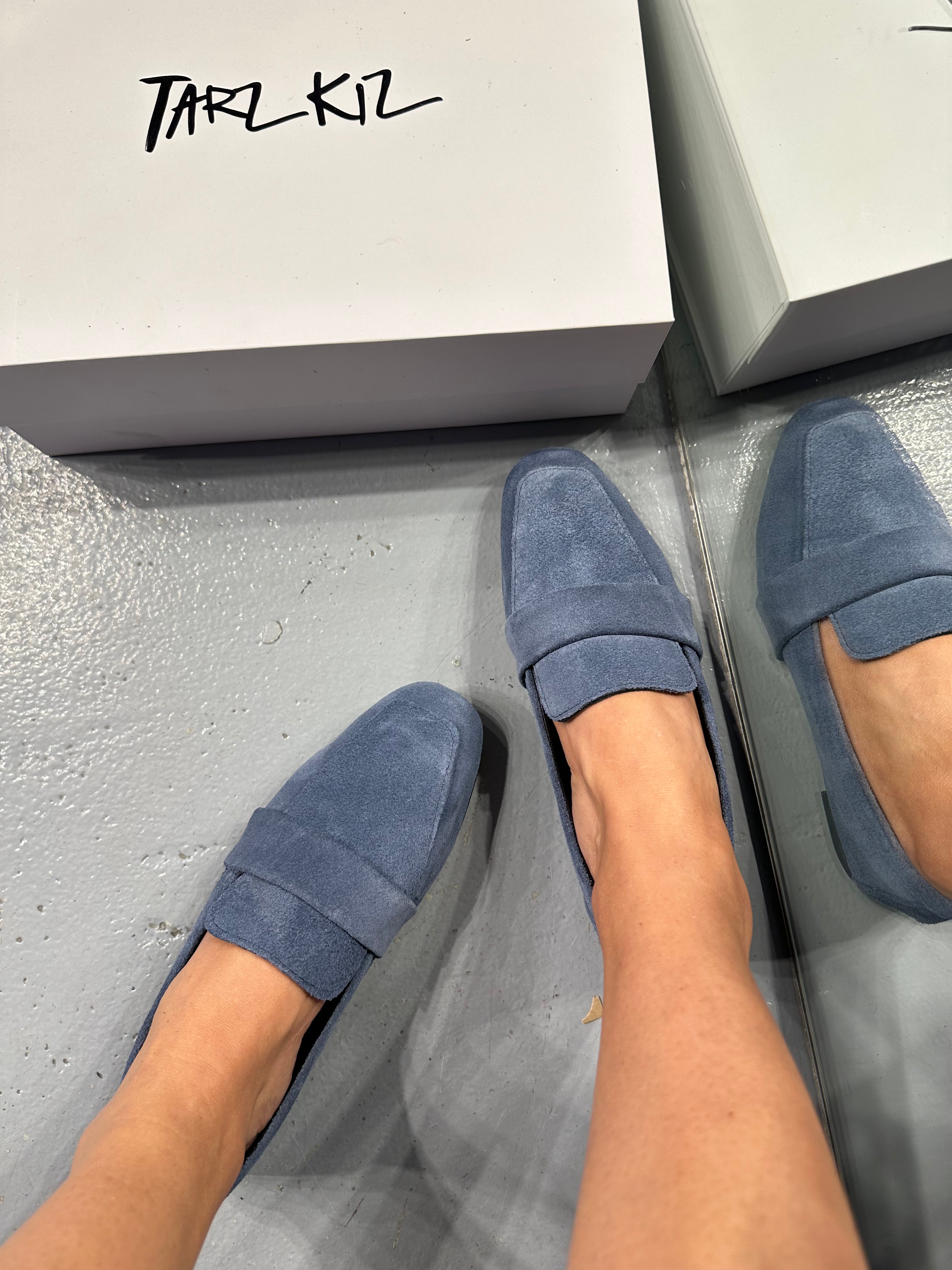 VERA MAVI HAKİKİ SÜET LOAFER