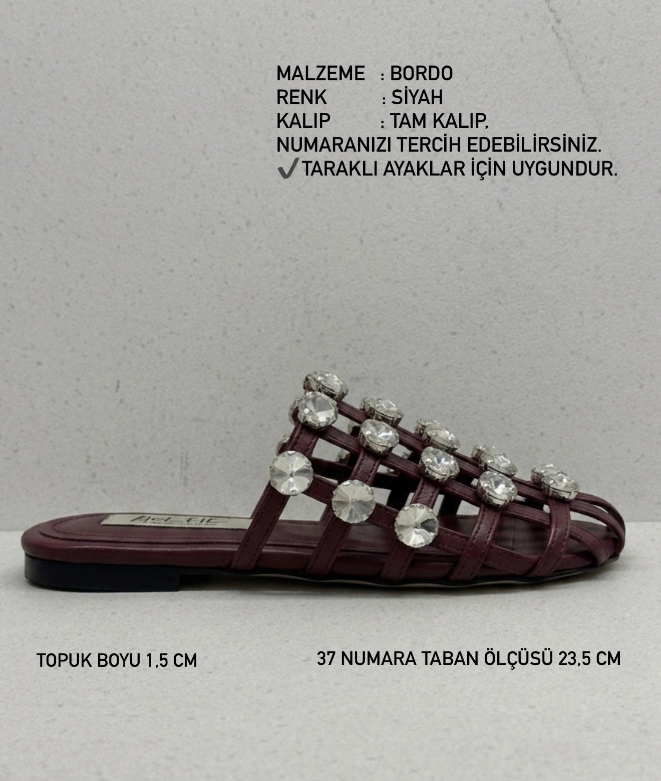 CAPRI KIRMIZI TAŞLI DÜZ TERLİK