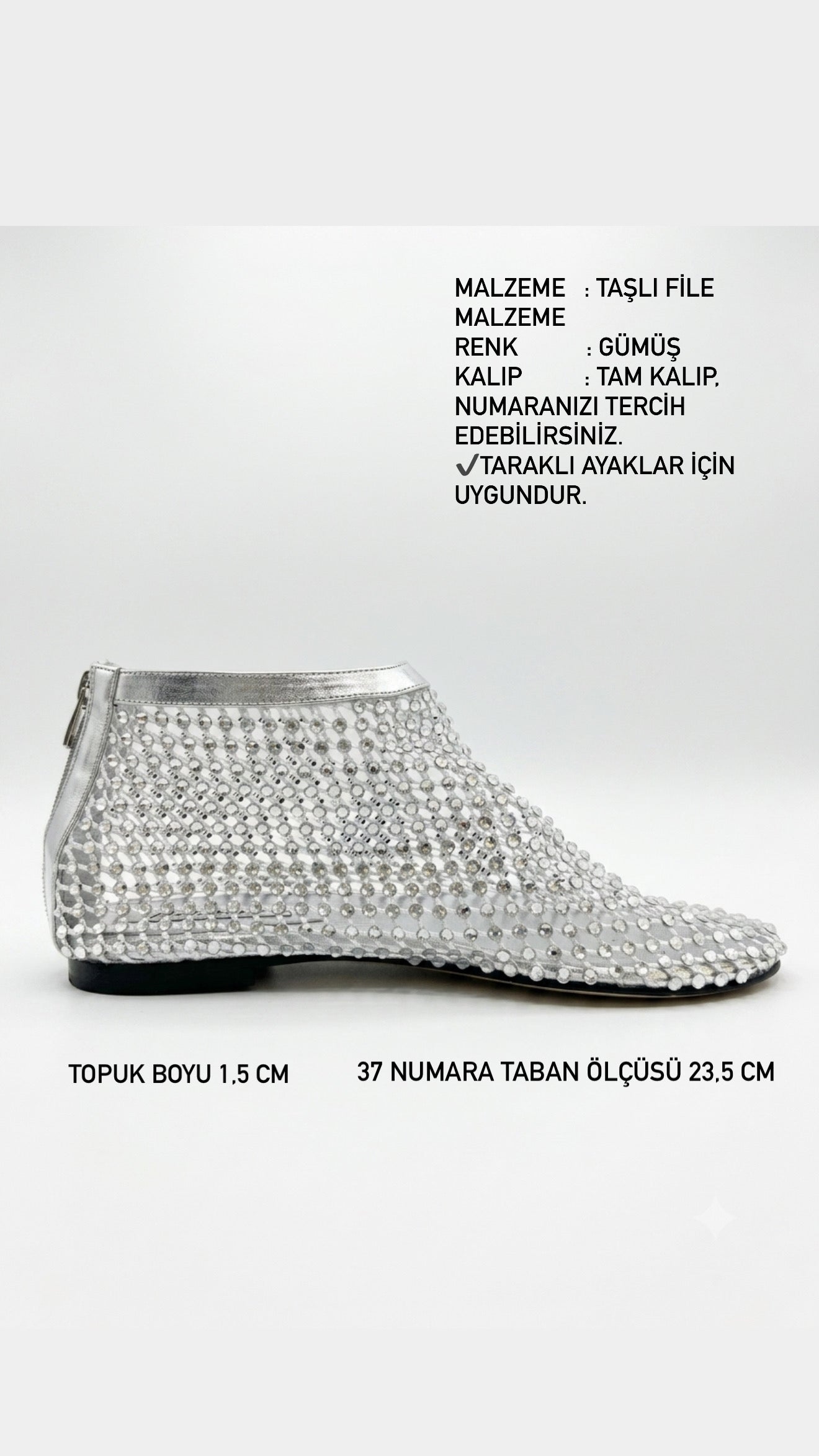 ALAVYA Gümüş Taşlı File Babet