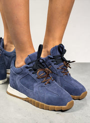 ALURE Denim Rengi 5cm Gizli Topuklu Hakiki Deri Spor Ayakkabı
