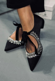 SOFIA Siyah Saten Loafer