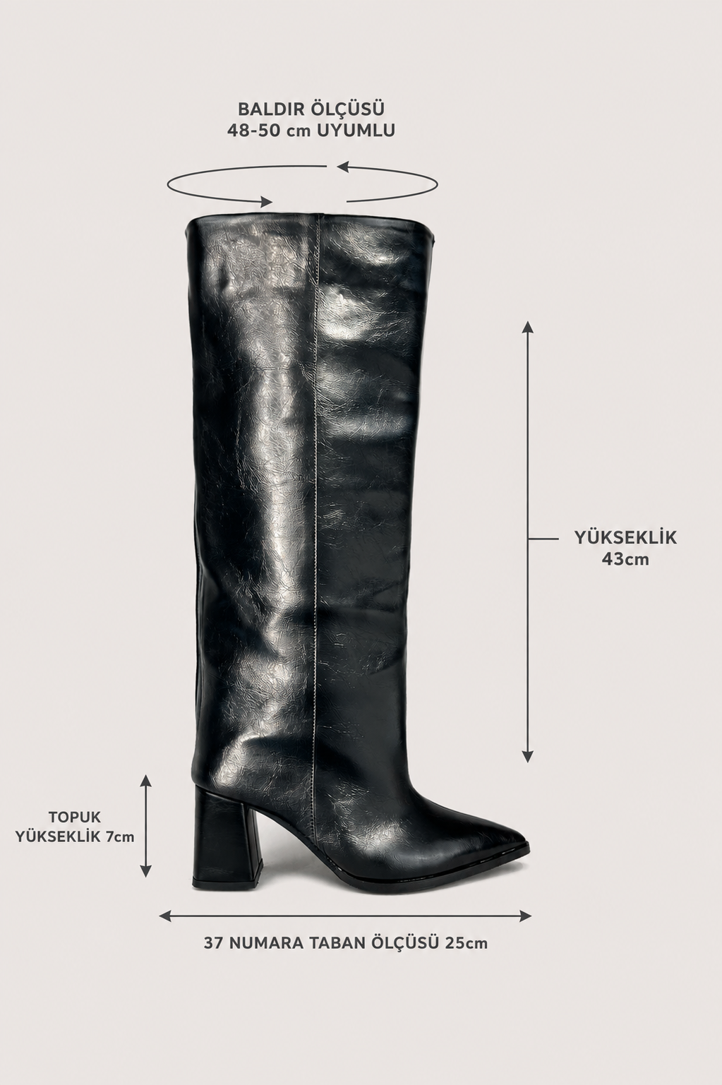 ASOS SİYAH GENİŞ BALDIR UYUMLU XL ÇİZME