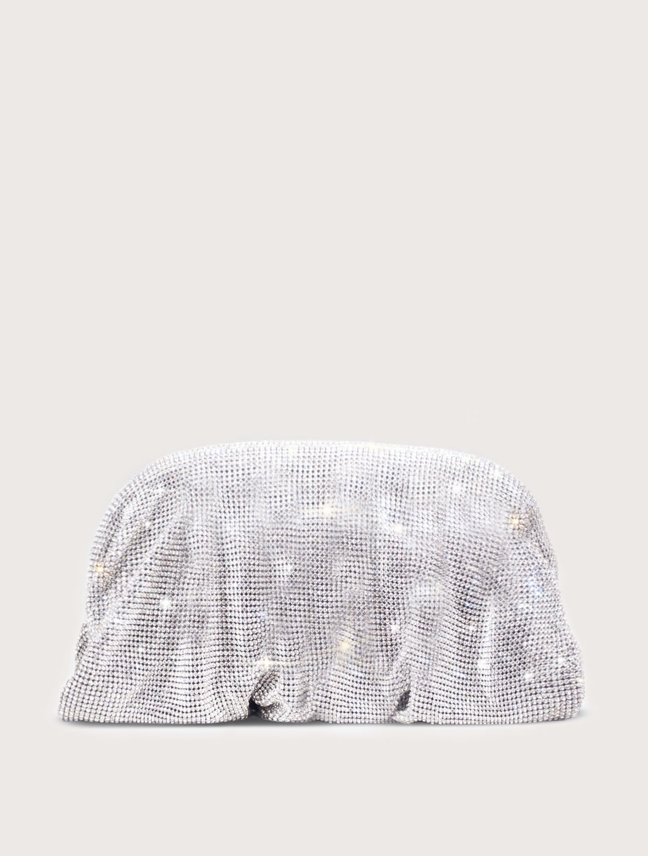 Glamour Gümüş Taşlı Clutch Gece Çanta
