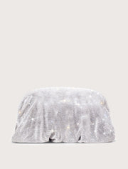 Glamour Gümüş Taşlı Clutch Gece Çanta