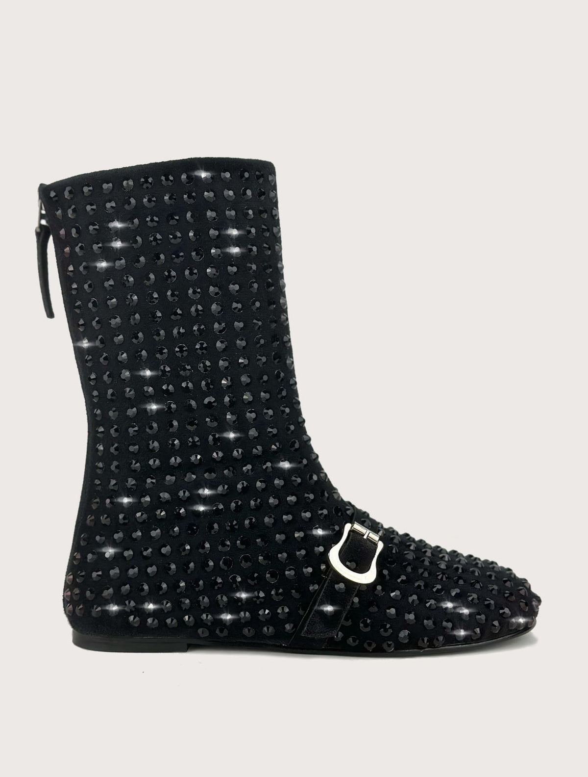 LAI SİYAH FERMUARLI TAŞLI BOOTIE
