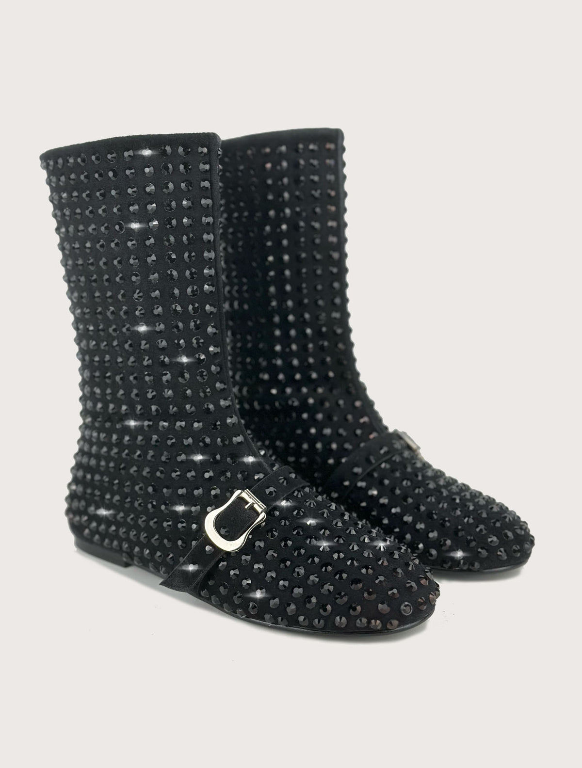 LAI SİYAH FERMUARLI TAŞLI BOOTIE