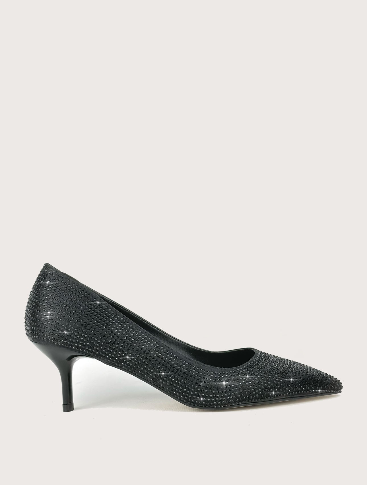 NOA Siyah Süet Kristal Taşlı Stiletto