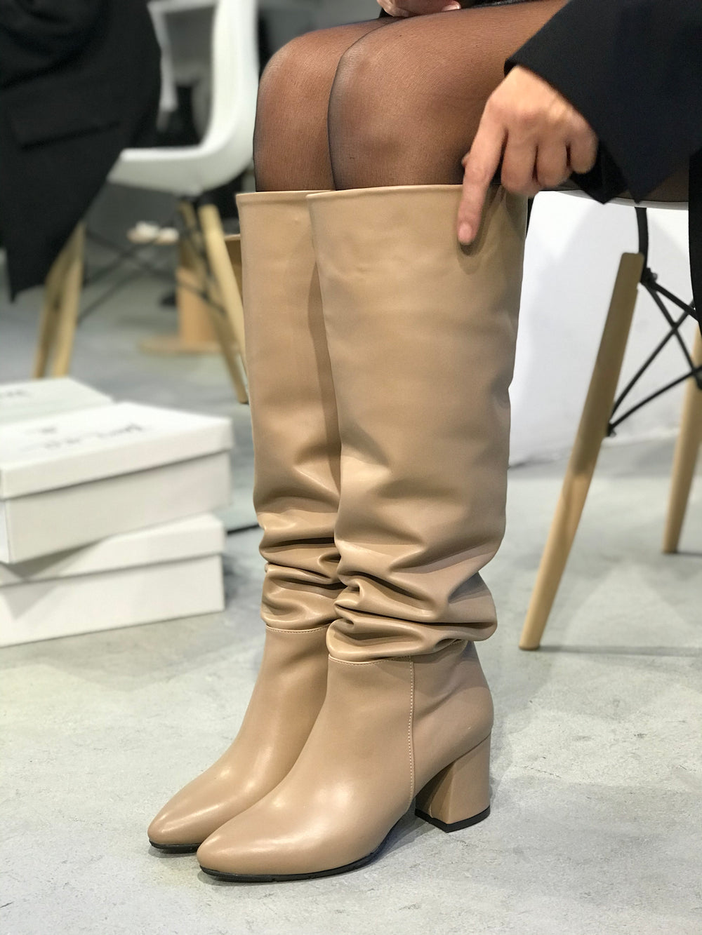 MOCHA KARAMEL DİZ ALTI ÇİZME
