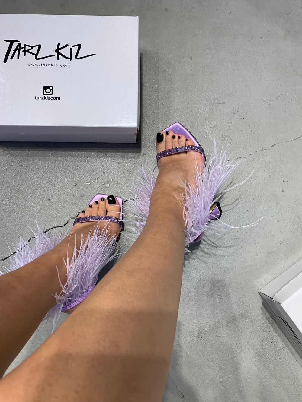 ANGEL LİLA TÜYLÜ SANDALET
