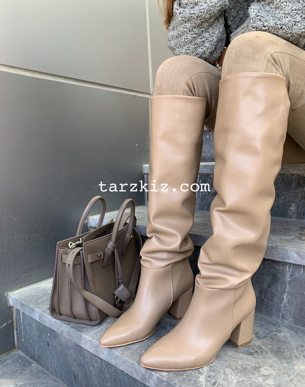 MOCHA KARAMEL DİZ ALTI ÇİZME