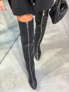 ZIPPER SİYAH FERMUARLI DİZ ÜSTÜ ÇİZME
