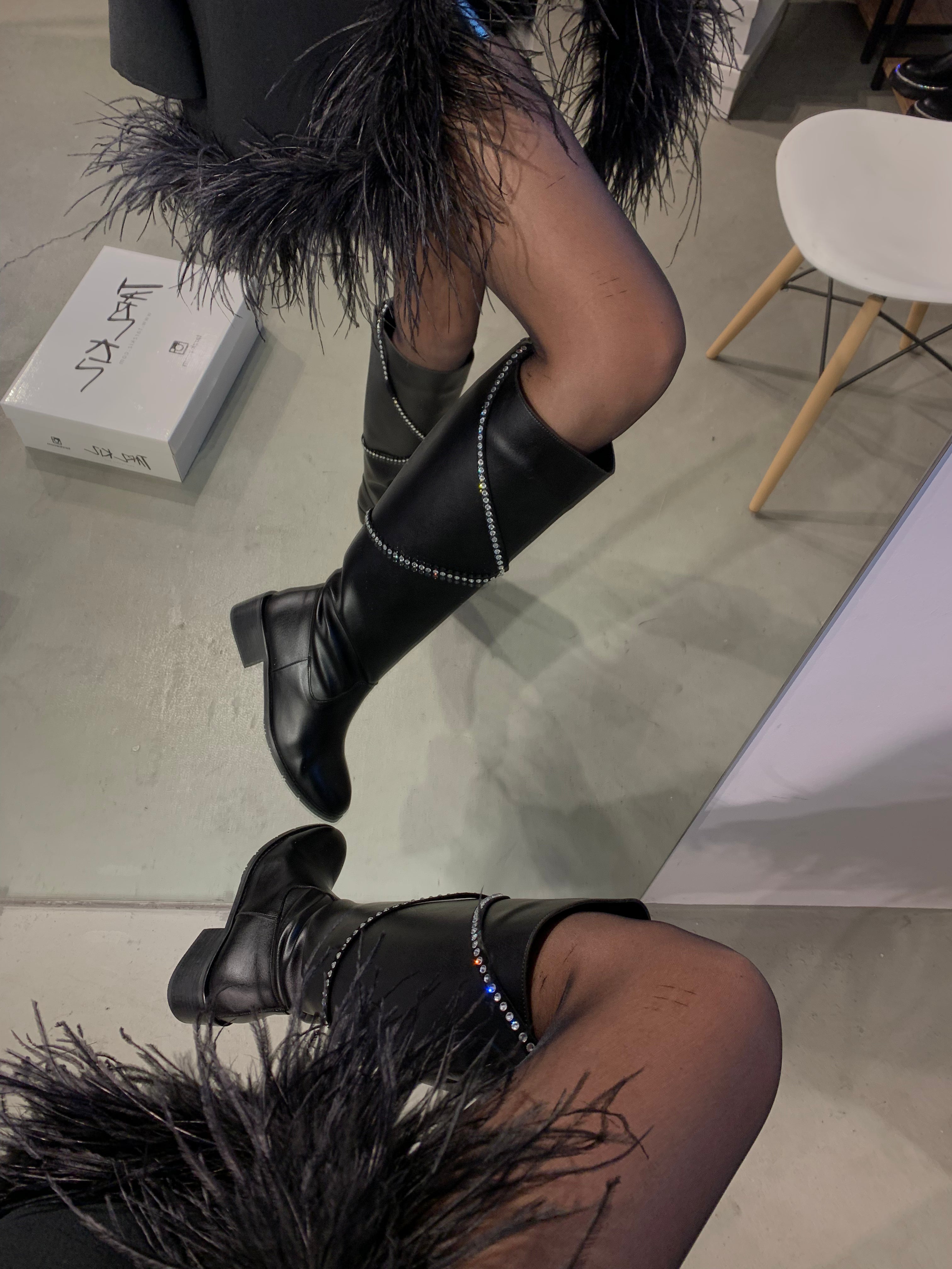 LADY SİYAH TAŞLI ÇİZME