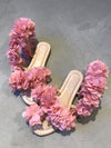 SWISS DÜZ ÇİÇEKLİ PEMBE SANDALET