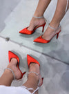 MIRAJ KIRMIZI SATEN STILETTO