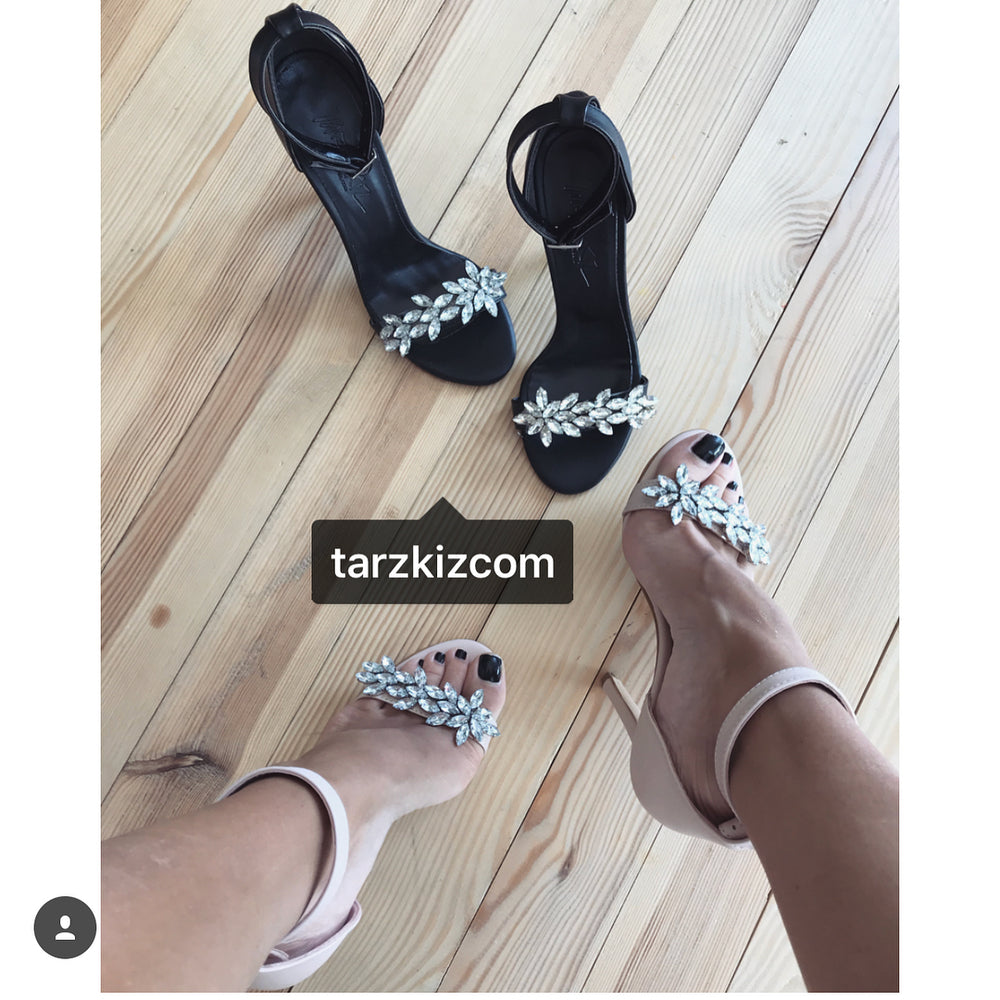 SHINE NUDE TAŞLI TOPUKLU SANDALET
